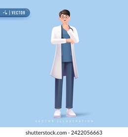 3d Vector cartoon doctor character illustration