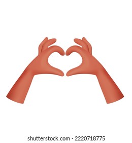 3d Caricatura vectorial representa el símbolo de gesto de las manos de la diversidad afroamericana Corazón y amor.  Redes sociales y retroalimentación concepto de ilustración realista aislado en el fondo blanco.