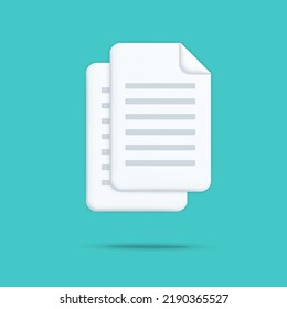 3d vector cartoon style stack of paper sheets icon design. Replication file symbol, contract terms and conditions, document paper, assignment concept. Simple User interface element.