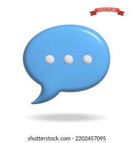 3d vector chat icon, realistic glossy plastic symbol.