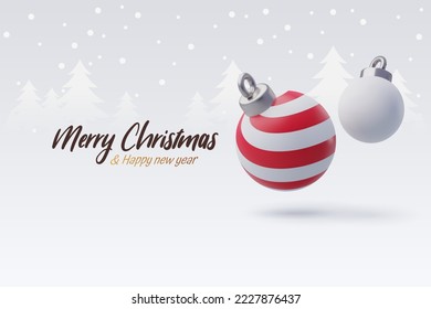 3d Vector Christmas balls, Merry Christmas or New Year greeting concept. Eps 10 Vector.