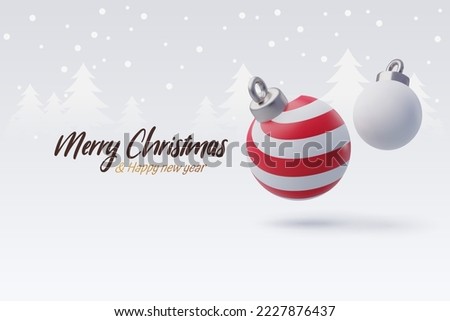 3d Vector Christmas balls, Merry Christmas or New Year greeting concept. Eps 10 Vector.