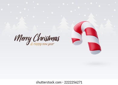 3d Vector Christmas candy cane, Merry Christmas or New Year greeting concept. Eps 10 Vector.