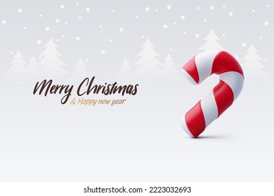 3d Vector Christmas candy cane, Merry Christmas or New Year greeting concept. Eps 10 Vector.