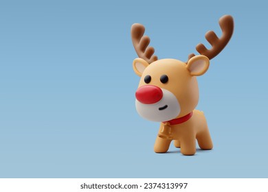 3 d Reno vectorial de Navidad con campana dorada, Feliz Navidad y Feliz Año Nuevo. Vector Eps 10.