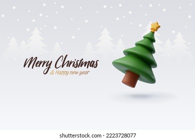 3d Vector Christmas tree, Merry Christmas and New Year greeting concept. Eps 10 Vector.