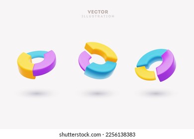 3d vector circle diagram. Realistic vector illustration isolated on white background.