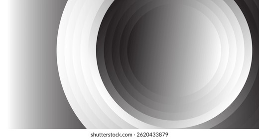 El Vector 3D Circula El Fondo Abstractas Negro Minimalista Con Efecto Borroso. Fondo de pantalla de estilo minimalista gris oscuro de composición circular. Fondo en blanco del patrón de Tecnología gris oscuro para los negocios