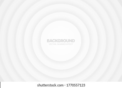 3D Vector Circles Minimalist White Abstract Background Blurred Effect. Futuristic Technology Light Wallpaper. Clear Blank Business Presentation Backdrop. Colorless Empty Blur Surface Illustration