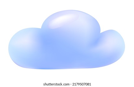 3d Vector Cloud. Cartoon minimalistic illustration. Cloud object isolated on white background. 