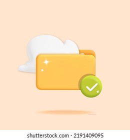 3d vector cloud storage icon with computer file folder symbol. Data transfer, upload and store concept design. Digital file organization idea. Upload arrow and update upgrade sync round arrows icon. 