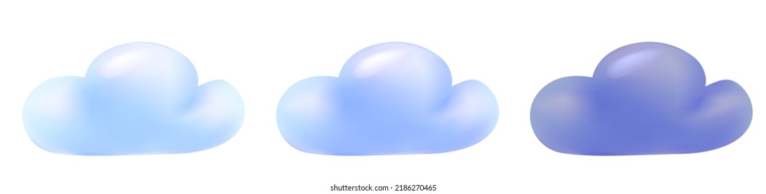 3d Vector Clouds. Cartoon minimalistic illustration. Clouds object isolated on white background. 