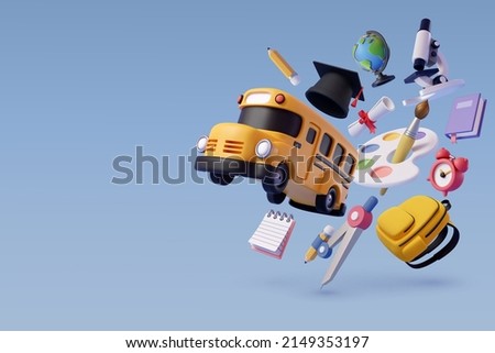 3d Vector of collection of education icon on blue, Education and welcome back to school concept. Eps 10.