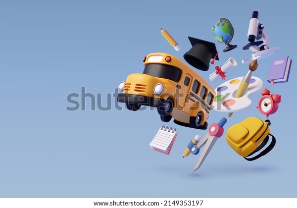 3d Vector of\
collection of education icon on blue, Education and welcome back to\
school concept. Eps 10.