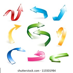 3d vector colorful arrows set isolated on white background