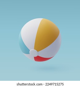 3d Vector Colorful Beach Ball, Summer Journey, Time to Travel Concept. Eps 10 Vector.