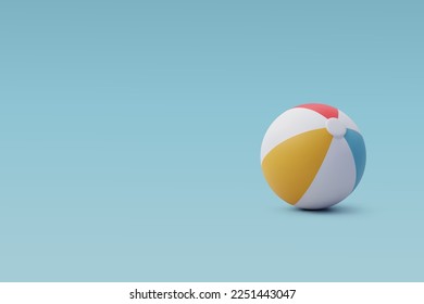 3d Vector Colorful Beach Ball, Summer Journey, Time to Travel Concept. Eps 10 Vector.