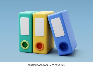 3D Vector Colorful folder, Represents filing, Organization, Document storage, Office supplies, Paperwork management, Business workflow, Administration and Archive systems concept. Eps 10 Vector.