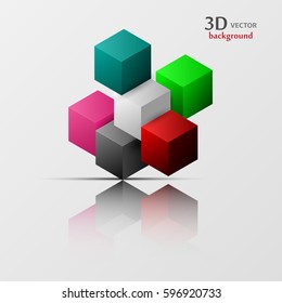 3d vector, colorful and geometric shapes