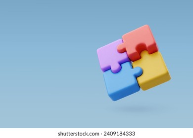 3D Vector Colorful jigsaw puzzle cube, strategy jigsaw business and education. EPS 10 Vector.