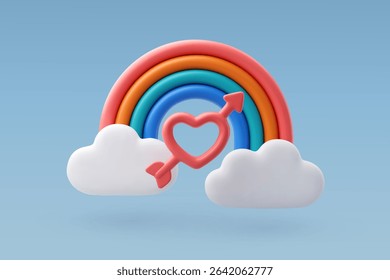 3d Vector Colorful LGBT rainbow with clouds, LGBT Pride month or pride day concept. Eps 10 Vector.