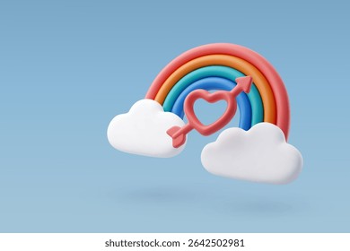 3d Vector Colorful LGBT rainbow with clouds, LGBT Pride month or pride day concept. Eps 10 Vector.