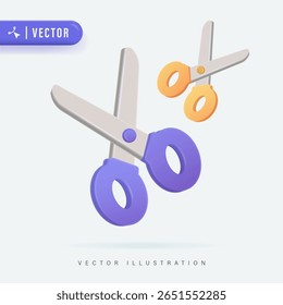 3D Vector Colorful School Craft Scissors