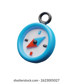3d vector compass left. Three-dimensional vector illustration. Direction to the north, south, west or east. Cartography symbol of discovering map. Navigation in sea journey. Exploration world map