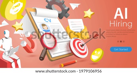 3D Vector Conceptual Illustration of AI Hiring, Robot HR Manager