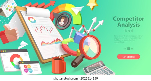 3D Vector Conceptual Illustration of Competitor Analysis Tool, Business Development Strategy - Shutterstock ID 2025314159