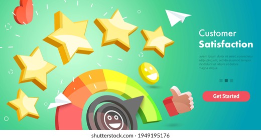 3D Vector Conceptual Illustration of Customer Satisfaction Survey.