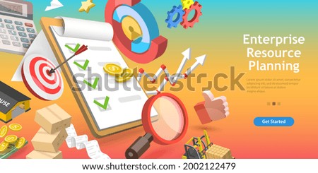 3D Vector Conceptual Illustration of Enterprise Resource Planning, ERP Software System