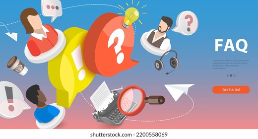 3D Vector Conceptual Illustration of FAQ, Question and Answer