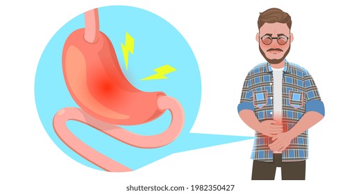 3D Vector Conceptual Illustration of Indigestion and Stomach Pain, Digestive Tract Problems