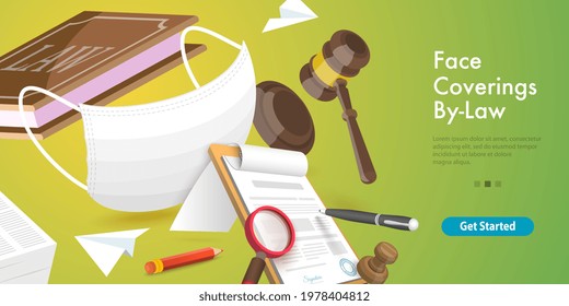 3D Vector Conceptual Illustration of Mandatory Face Coverings By-Law, No Face mask No Service