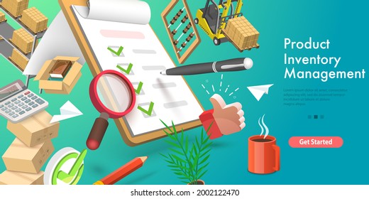 3D Vector Conceptual Illustration of Product Inventory Management, Warehouse Optimization