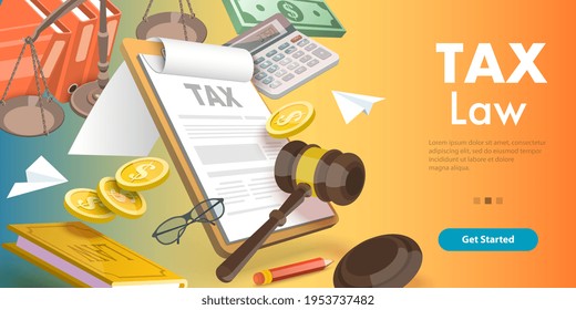 3D Vector Conceptual Illustration of Tax Law, Taxation Legislation