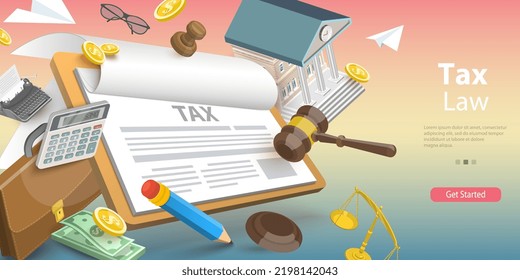 3D Vector Conceptual Illustration of Taxation Legislation, Tax Law