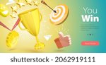 3D Vector Conceptual Illustration of You Win, Champions Award or Competition Success