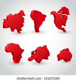 3d vector continent illustration set