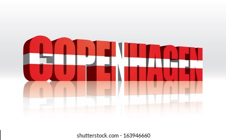 3D Vector Copenhagen (Denmark) Word Text Flag 