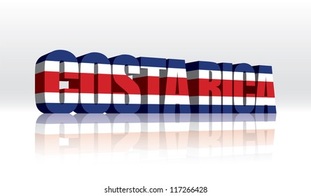 3D Vector Costa Rica Word Text Flag