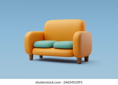 3d Vector Couch, Sofa with cushion, Home and furniture concept. Eps 10 Vector.