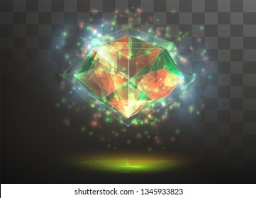 3d vector crystal on a transparent replaceable background. energy and magic.