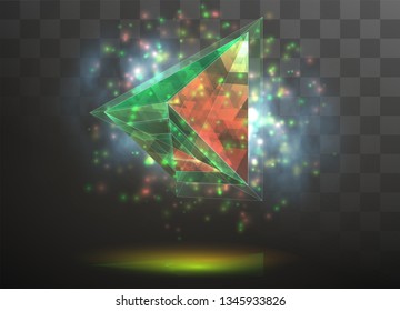 3d vector crystal on a transparent replaceable background. energy and magic.