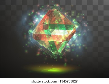 3d vector crystal on a transparent replaceable background. energy and magic.