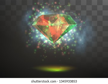 3d vector crystal on a transparent replaceable background. energy and magic.