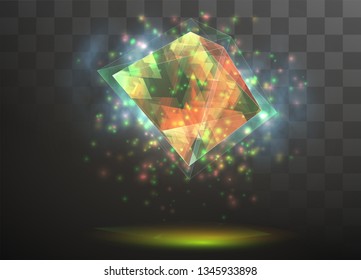 3d vector crystal on a transparent replaceable background. energy and magic.