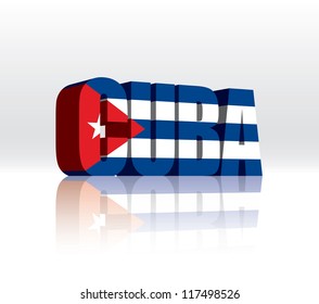 3D Vector Cuba Word Text Flag