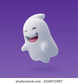 3d Vector Cute Ghost, Halloween Ghost, Halloween holiday concept. Eps 10 Vector.